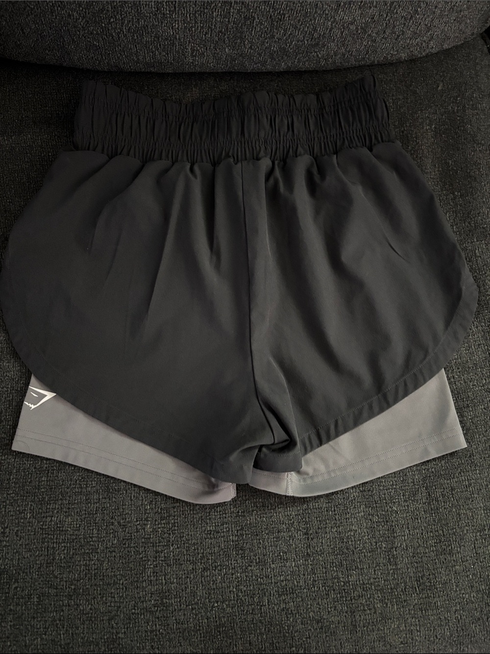 Gymshark Black Outer Shorts with Gray Built-In Liner